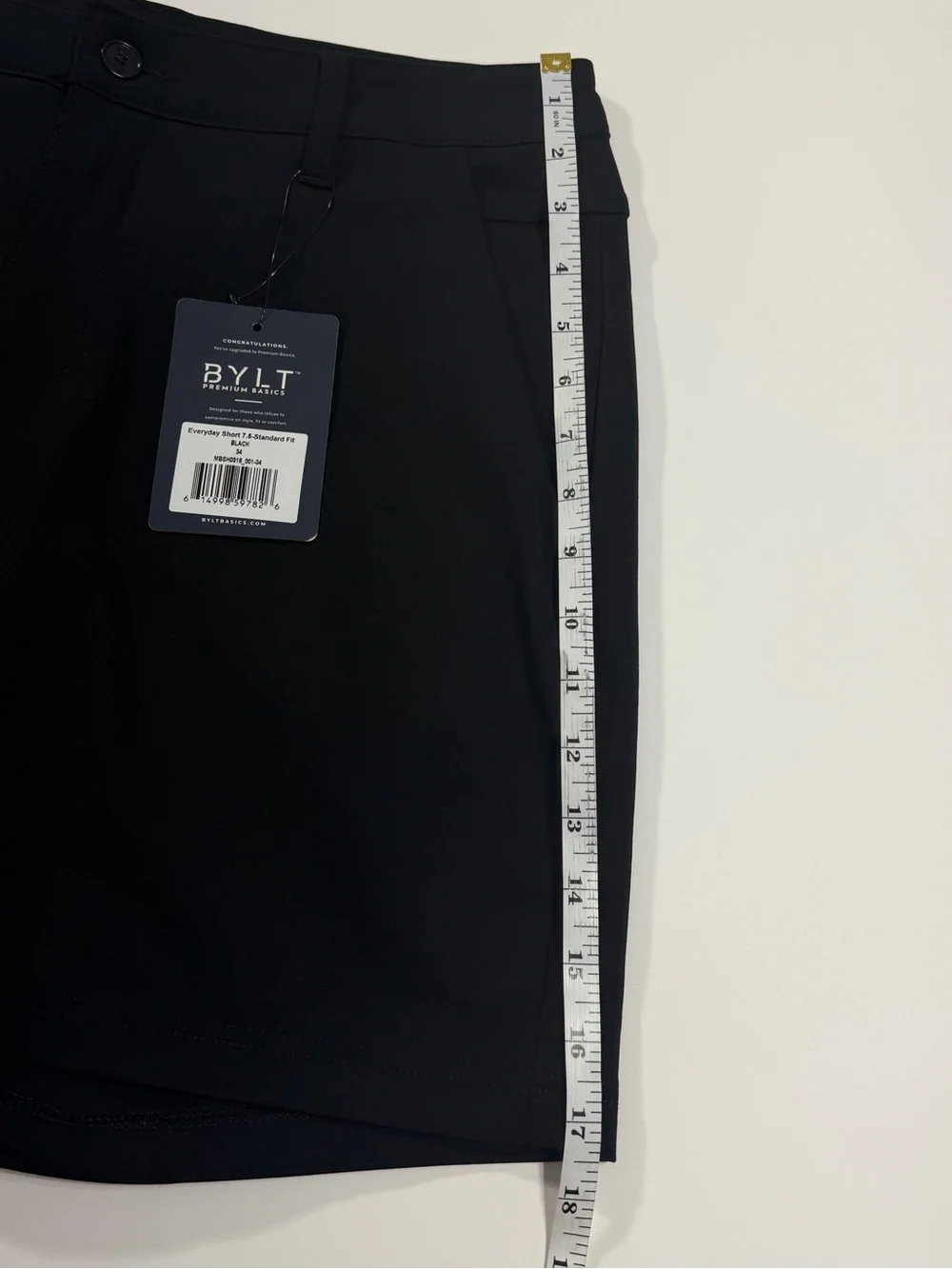 BYLT Premium Everyday Shorts Men’s 34 Black 7.5” Standard Fit NWT
